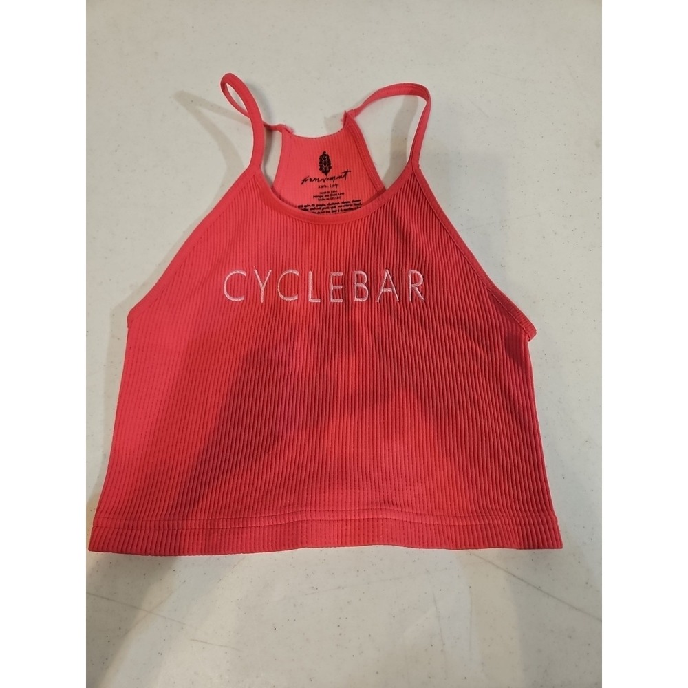 Free People Cropped Run Tank Vivid Coral XS/S‎ PINK Cycle Bar Top (1617